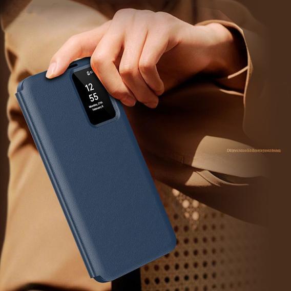 Husă cu clapetă pentru Samsung Galaxy S25 Edge, Smart View Wallet, albastru