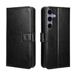 Cu clapetă pentru Samsung Galaxy S25 FE, Crazy Horse Wallet, negru