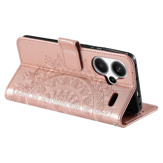 Cu clapetă pentru Xiaomi Redmi Note 13 Pro+, Mandala, roz rose gold