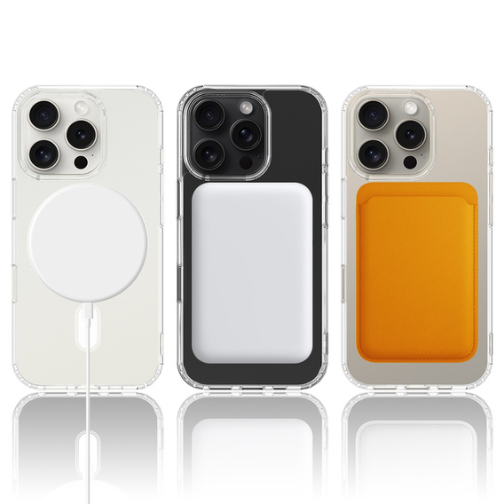 Husă magnetică MagSafe pentru iPhone 16 Pro Max, ERBORD CrystalMag, transparentă + sticlă pentru ecran