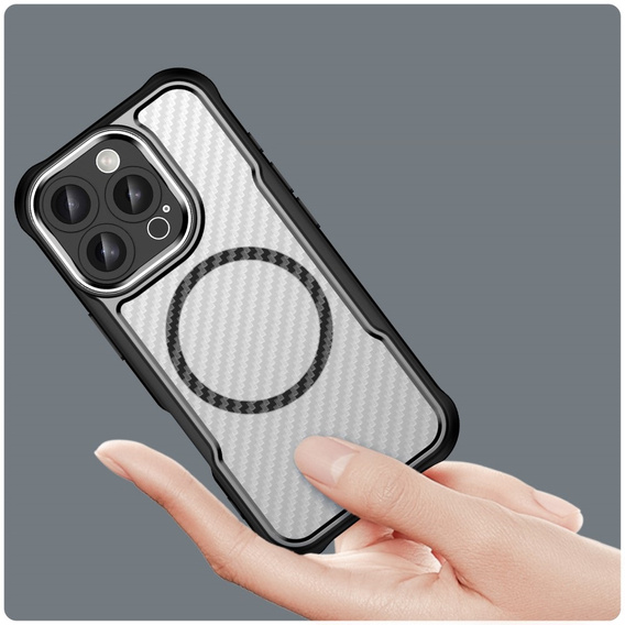 Husă pentru iPhone 16 Pro, Fusion Hybrid Carbon, pentru MagSafe, negru