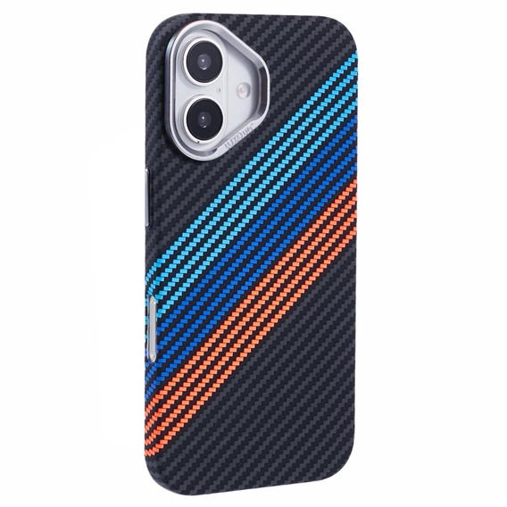 Carcasa pentru iPhone 16, Carbon Fiber MagSafe, albastru închis