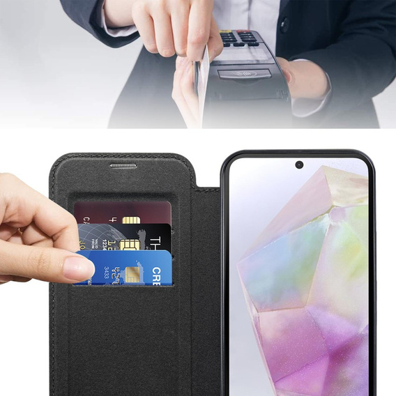 Cu clapetă pentru Samsung Galaxy A36, RFID Wallet MagSafe CamShield, negru