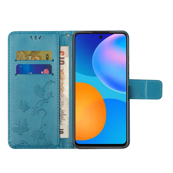 Cu clapetă pentru Xiaomi Redmi Note 10 5G / Poco M3 Pro 4G/5G, Butterfly, albastru