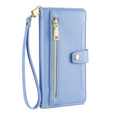 Cu clapetă pentru iPhone 14 Pro, Wallet Zipper Pocket, albastru