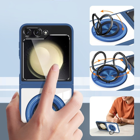 Husă pentru Samsung Galaxy Z Flip7 FE / Z Flip6, Corners Dropproof, pentru MagSafe, transparent / albastru marin