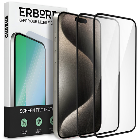 2x sticlă ceramică ERBORD Hybrid Glass pentru iPhone 15 Pro