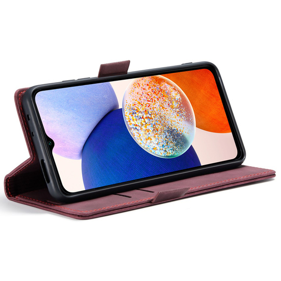 Husă pentru Samsung Galaxy A14 4G/5G, ERBORD Vintage, portofel cu clapetă, roșu