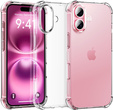 Carcasă pentru iPhone 16 Plus, Erbord Dropproof, transparentă + Sticlă