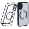 Carcasa Magnetic Dual Glass MagSafe pentru iPhone 16, verde