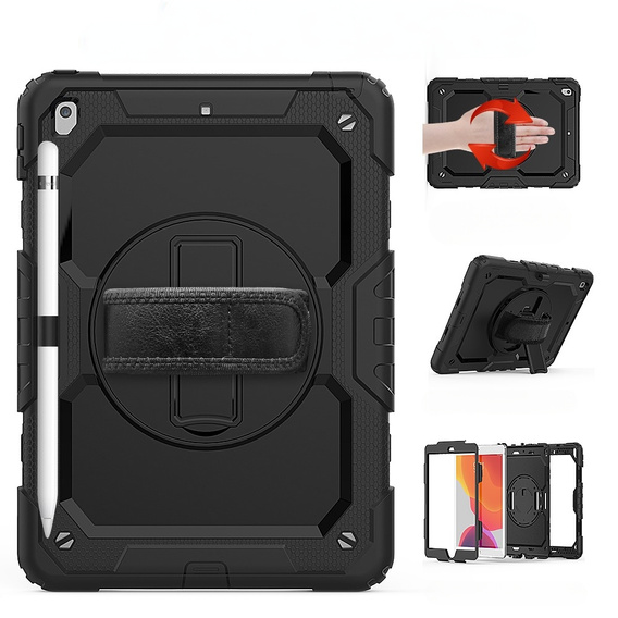 Husa blindată pentru iPad 10.2" 2021/2020/2019 (9/8/7 gen.), carcasă de protecție 360 cu slot pentru stylus, negru