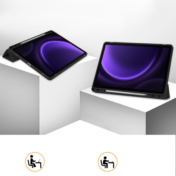 Husă pentru Samsung Galaxy Tab S10 Lite / S10 FE / S9 FE, Smartcase cu spațiu pentru stylus, negru