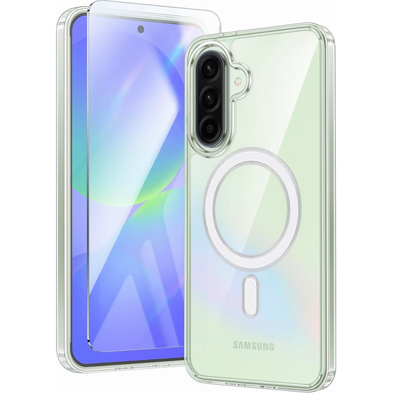 Carcasa pentru Samsung Galaxy A36, Dropproof MagSafe, transparentă + sticlă temperată 9H