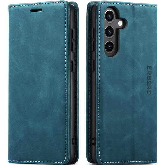 Husă pentru Samsung Galaxy A55, ERBORD Vintage, albastru + Sticlă pentru ecran