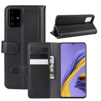 Cu clapetă pentru Samsung Galaxy A51, Leather Flexi Book, negru