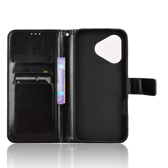Cu clapetă pentru Honor 400 Lite, Crazy Horse Wallet, negru