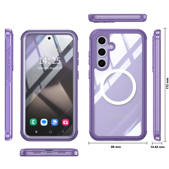 Husă pentru Samsung Galaxy S25+ Plus, Shockproof, cu sticlă, pentru MagSafe, violet