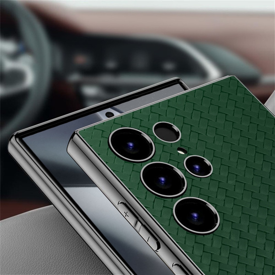 Huse pentru Samsung Galaxy S24 Ultra, GKK Woven Leather, verde