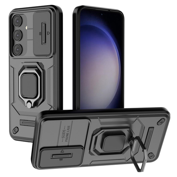 Husă pentru Samsung Galaxy S24, KickStand Camera Lens, negru