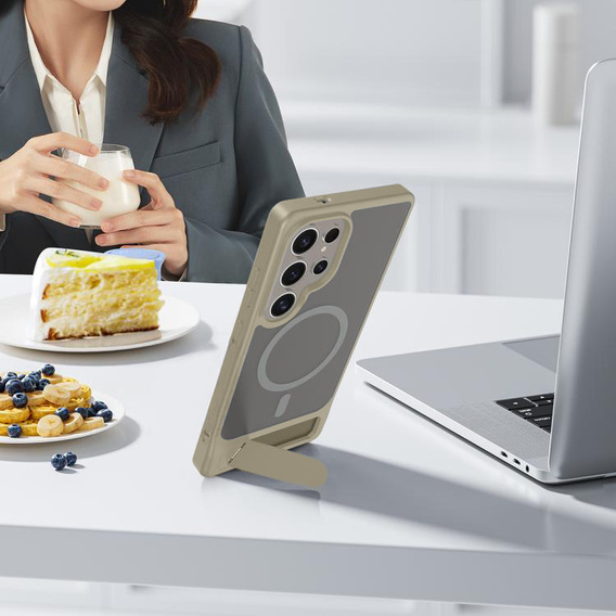 Husă pentru Samsung Galaxy S25 Ultra, Kickstand Matt Case, pentru MagSafe, gri