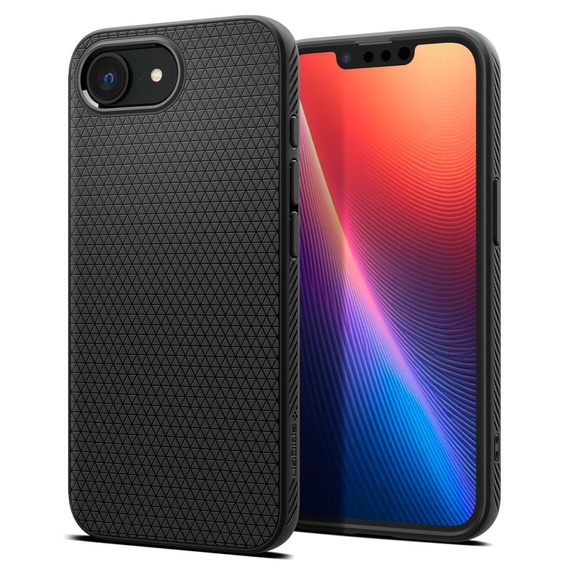 Carcasa Spigen pentru iPhone 16E, Liquid Air, negru + 9H Tempered Glass