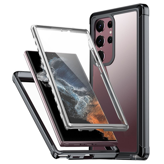 Carcasă pentru Samsung Galaxy S22 Ultra, Shockproof, cu folie, negru