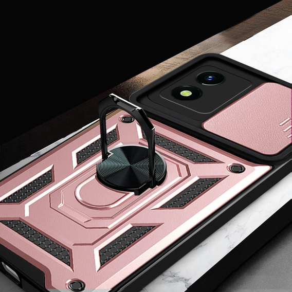 Husă blindată pentru Vivo Y01, CamShield Slide, roz rose gold