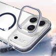 Husă pentru iPhone 17 Pro, pentru MagSafe, cu suport, transparentă cu inserții albastru marin