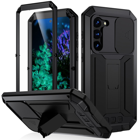 Husă blindată pentru Samsung Galaxy S23 Plus, R-JUST CamShield Slide, negru