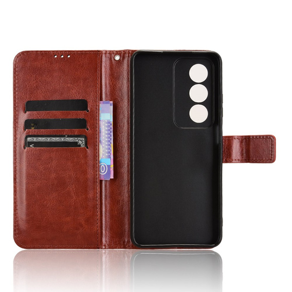 Cu clapetă pentru Oppo A80, Crazy Horse Wallet, maro