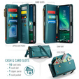 Husă CASEME pentru Samsung Galaxy S25 FE, RFID Leather Wallet, cu curea de umăr, verde