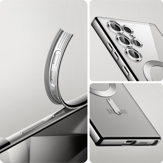 Husă pentru Samsung Galaxy S25 Ultra, Electro MagSafe, de argint + Sticlă pentru ecran