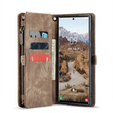 Husă CASEME pentru Samsung Galaxy S25 Ultra, Retro Leather Wallet, cu curea de umăr, maro