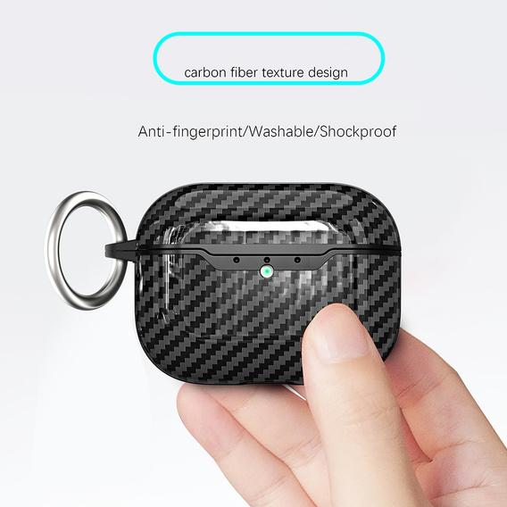 Husă TPU texturată din fibră de carbon pentru AirPods Pro 3