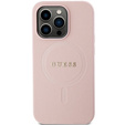 GUESS Huse pentru iPhone 14 Pro, Saffiano MagSafe, roz