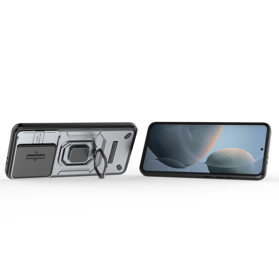 Husă pentru Xiaomi Poco F6 Pro, KickStand Camera Lens, gri