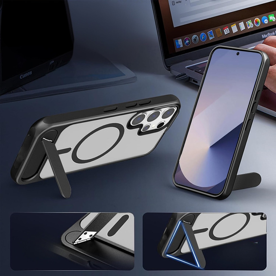 Husă pentru Samsung Galaxy S25 Ultra, Kickstand Matt Case, pentru MagSafe, negru