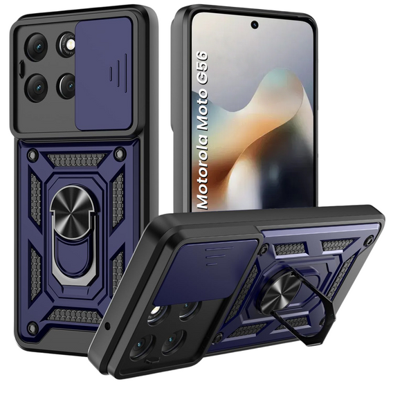 Carcasă blindată pentru Motorola Moto G56 5G, CamShield Slide, albastru