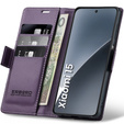 Husă pentru Xiaomi 15, ERBORD Glossy Litchi, portofel cu clapetă, violet