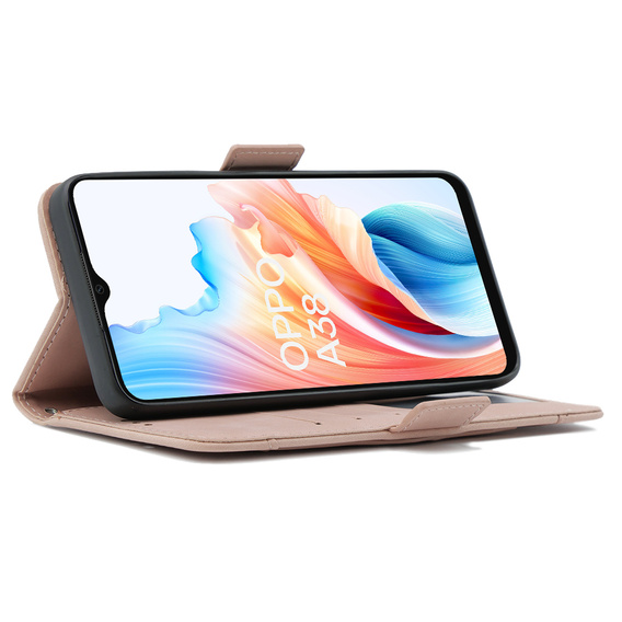 Cu clapetă pentru Oppo A38 4G / Oppo A18 4G, Card Slot, roz