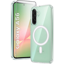 Carcasa pentru Samsung Galaxy A56 5G, Dropproof MagSafe, transparentă + sticlă temperată 9H