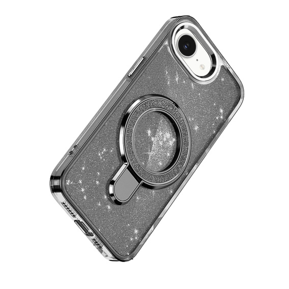 Carcasa iPhone 16e, Glittery Magnetic Kickstand, negru