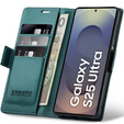 Husă pentru Samsung Galaxy S25 Ultra, ERBORD Glossy Litchi, portofel cu clapetă, verde
