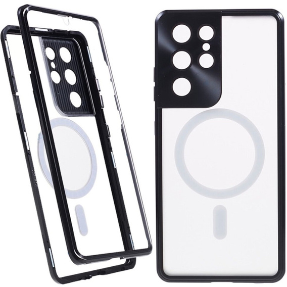 Carcasa Magnetic Dual Glass MagSafe pentru Samsung Galaxy S21 Ultra, negru