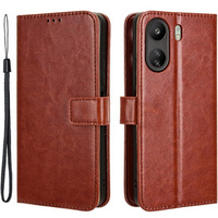 Cu clapetă pentru Xiaomi Redmi 13C / Poco C65, Crazy Horse Wallet, maro