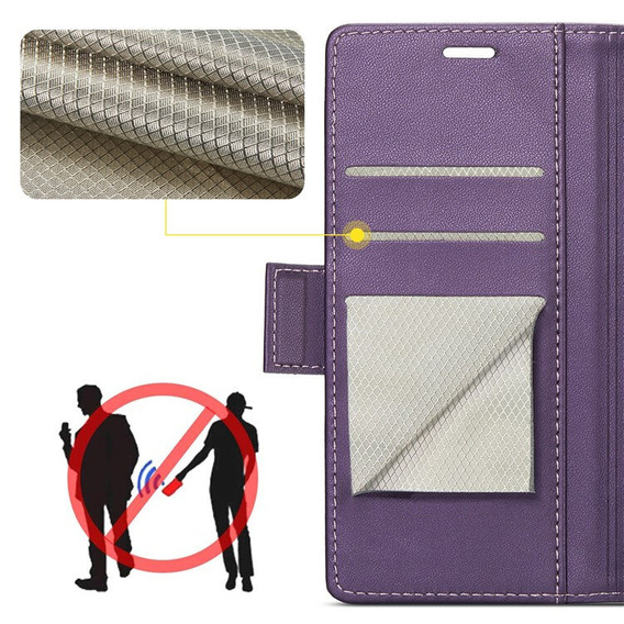Husă pentru Samsung Galaxy A36, ERBORD Glossy Litchi, portofel cu clapetă, violet
