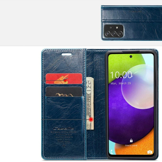 Carcasă flip CASEME pentru Samsung Galaxy A52/A52s, Waxy Textured, albastru