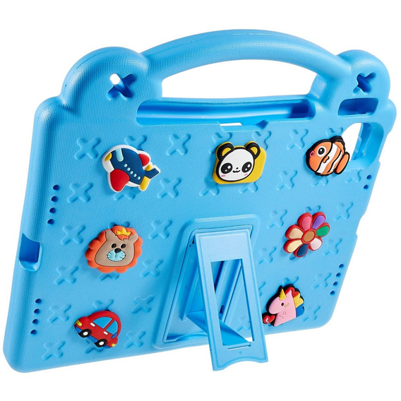 Husă pentru copii pentru Apple iPad Air 11" 6 gen. 2024, Cute Patterns, cu suport, albastru