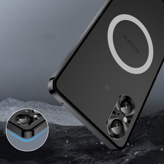 Carcasă de protecție pentru camera foto pentru Sony Xperia 5 V, CamShield MagSafe, transparent / negru