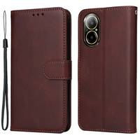 Cu clapetă pentru Realme C67, Leather Wallet, maro